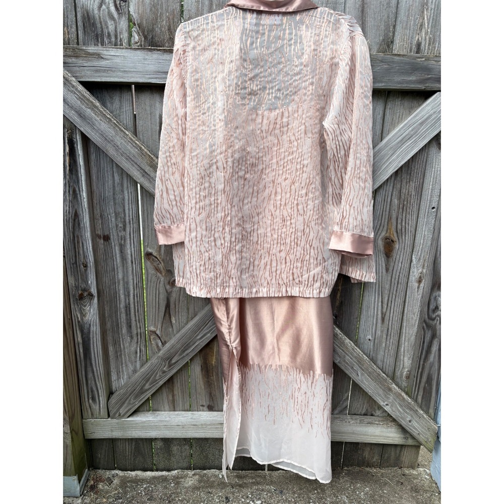 Cabernet Sleepwear Womens Large Rose Gold 2 Piece Nightgown and Robe Set Pink - Picture 9 of 13